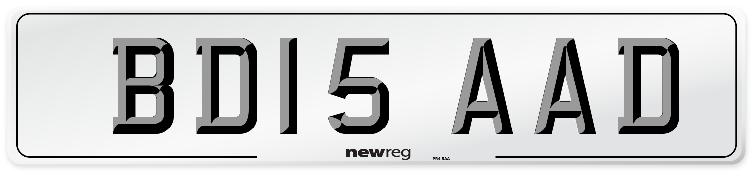 BD15 AAD Number Plate from New Reg